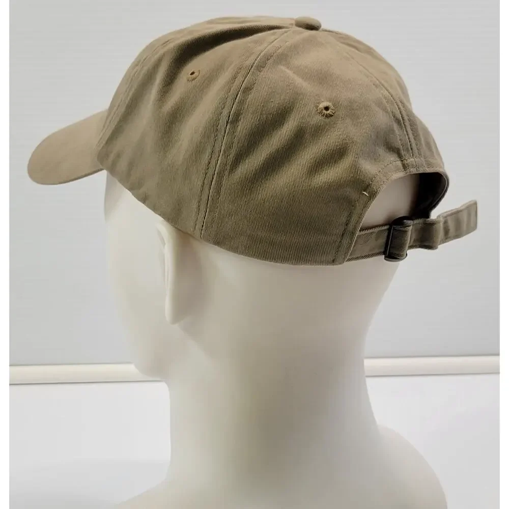 L) Anvil Strapback Dad Baseball Cap Hat Beige Tan 100% Cotton